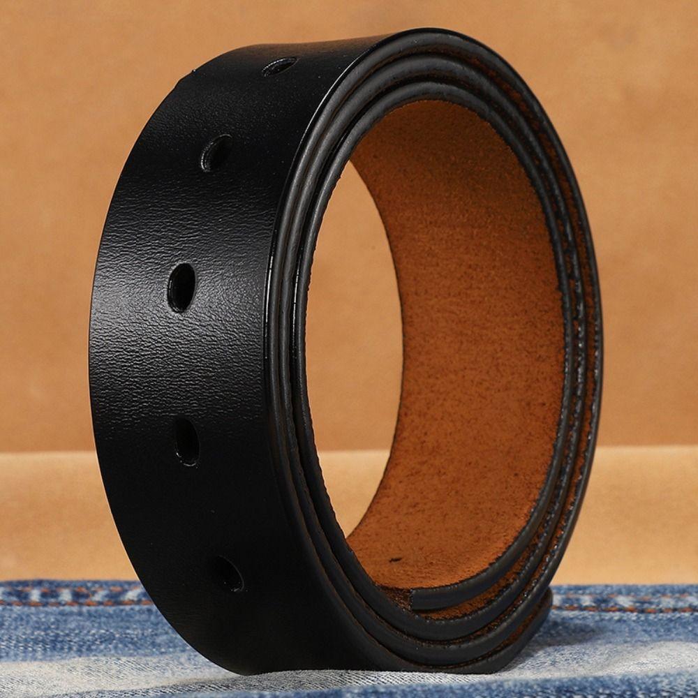 Replacement Craft DIY Genuine Leather Belt 3.3/3.8cm with Hole Classic Waistband No Buckle Girdle