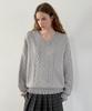 SINOON Sn Cable V-Neck Pullover (Grey)