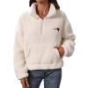 Women's Oversized Fleece Sweatshirt With Pocket Winter Sherpa Pullover Long Sleeve Quarter Zip Comfortable Fuzzy Warm Casual Outerwear Tops for Women