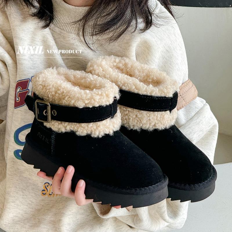 Winter New Girls Snow Boots Frosted Cotton Boots Fashion Goat Cake Wool Children's Warm Boots