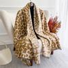 Зимний шарф для женщин с леопардовым принтом, теплые шали из пашмины, толстое кашемировое одеяло, элегантное женское пончо, объемные палантины, шарф