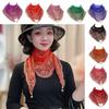 Sunscreen Square Scarf Retro Embroidered Neckerchief Flower Silk Scarf  For Spring Summer Autumn