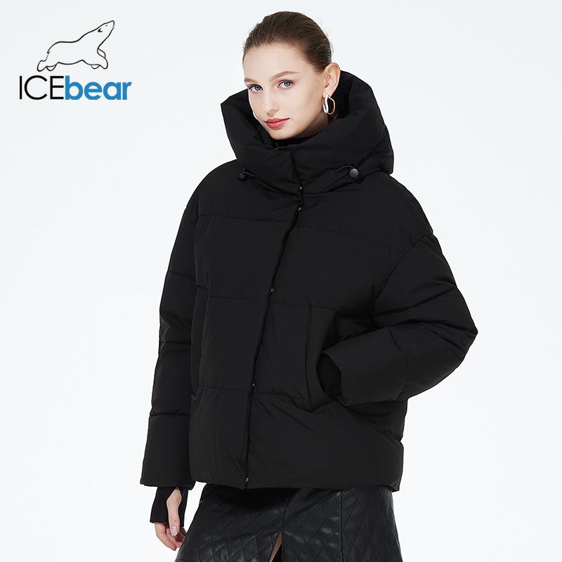 ICEbear 2023 новые зимние куртки, короткие стильные ветрозащитные хлопковые пальто с капюшоном для женщин GWD3708I