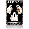 Ghost Metal Tin Sign - Retro Halloween Wall Decor, Rustic Bathroom Restroom Iron Plaque Art