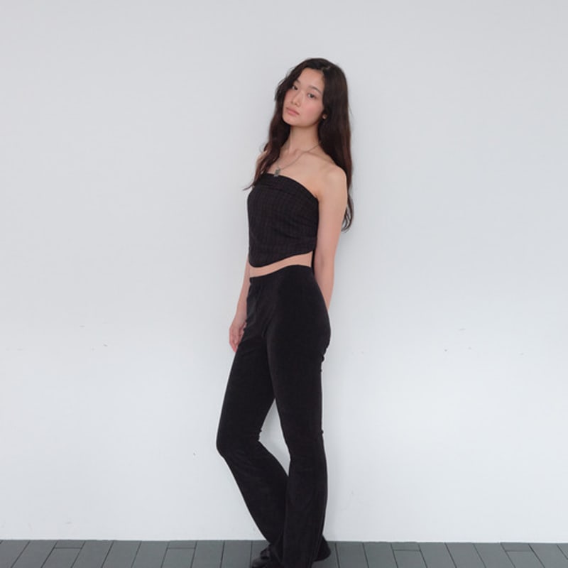 Брюки-клеш с бандажной отделкой и модульная шаль muwm (черный)