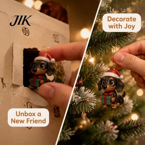 Christmas Countdown Surprise 2026 Dachshund Advent Calendar, 24 Days Dog Collectible Set, Pcs Unique Collectibles 2D Acrylic Holiday Figures Calendar