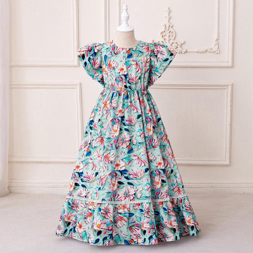 Платье принцессы с цветочным принтом в ближневосточном стиле для девочек