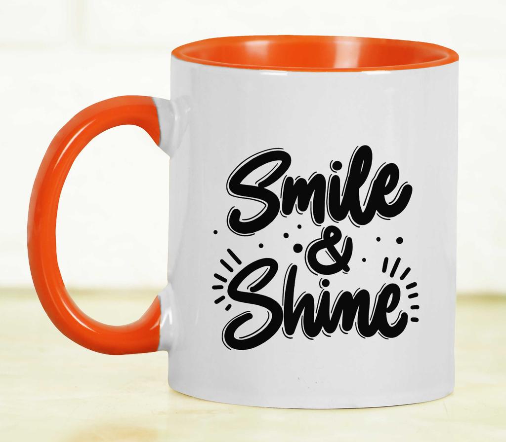 Inkdotpot Smile & Shine 11 Oz Ceramic Coffee Mug Inspirational Quotes Tea Mug Employee Boss