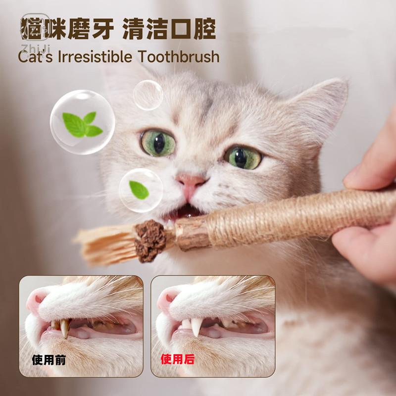 Cat Chew Toys Dental Care Natural Silvervine Sticks Bite Resistant Teething Play for Indoor Kittens Healthy Grooming Aid