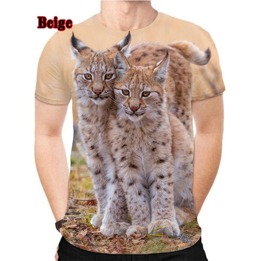 Футболка мужская и женская весна/лето с принтом 3D Animal Lynx Harajuku Streetwear с коротким рукавом унисекс в стиле хип-хоп XS-5XL