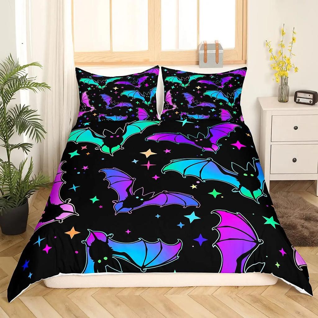 Halloween Flying Vampire Bedding Set Bats Duvet Cover Witchcraft Magic Comforter Cover Single Double King Polyester Quilt Cover