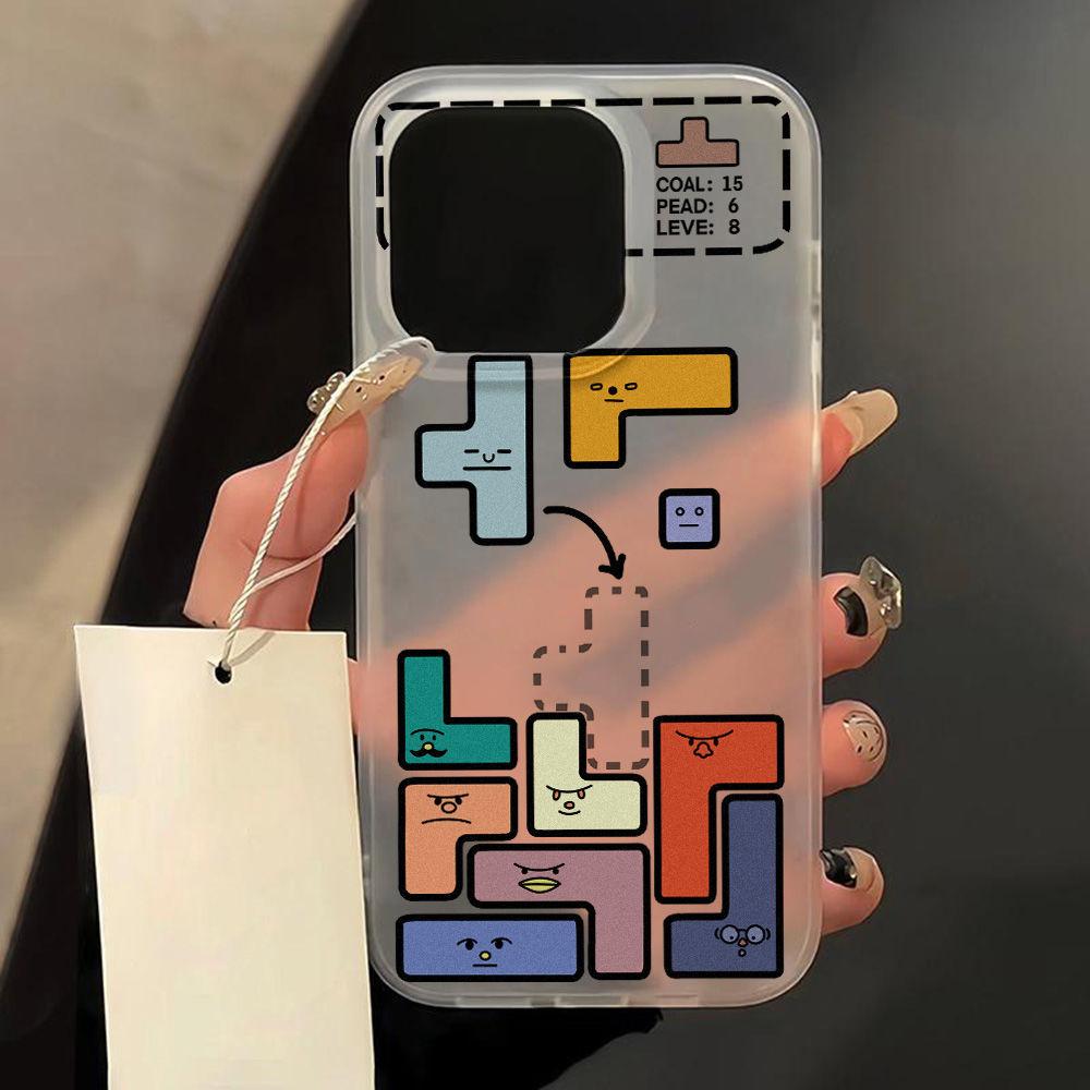 Чехол для iPhone17promax Apple 17 матовый с большим отверстием Tetris 16/15 противоударный 14