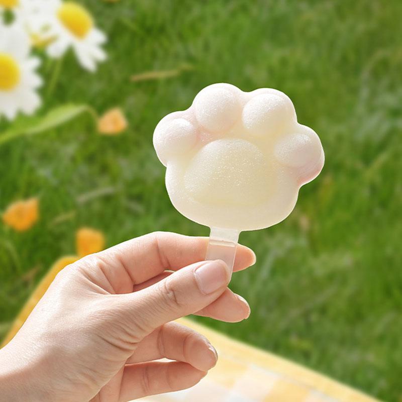 Cat'S Paw Ice Making Box Kids Baby Cute Shapes Silicone Mini Popsicle Molds Reusable Ice Cream Mold Popsicle Maker Homemade Set