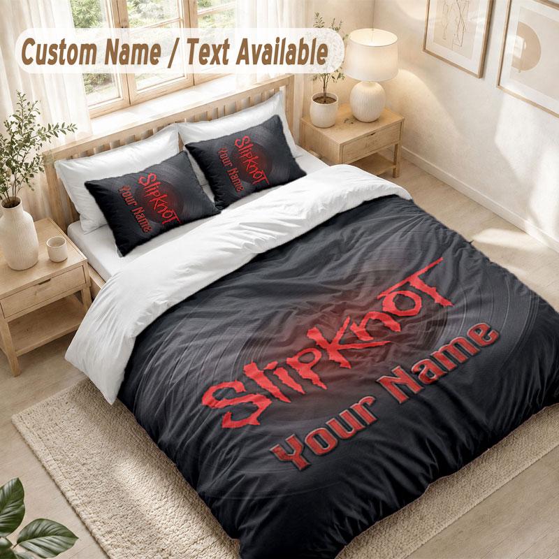 Custom Name Bedding Set 3 PiecesSlipknot Print Duvet Cover + 2 Pillowcases Soft Bed Decor