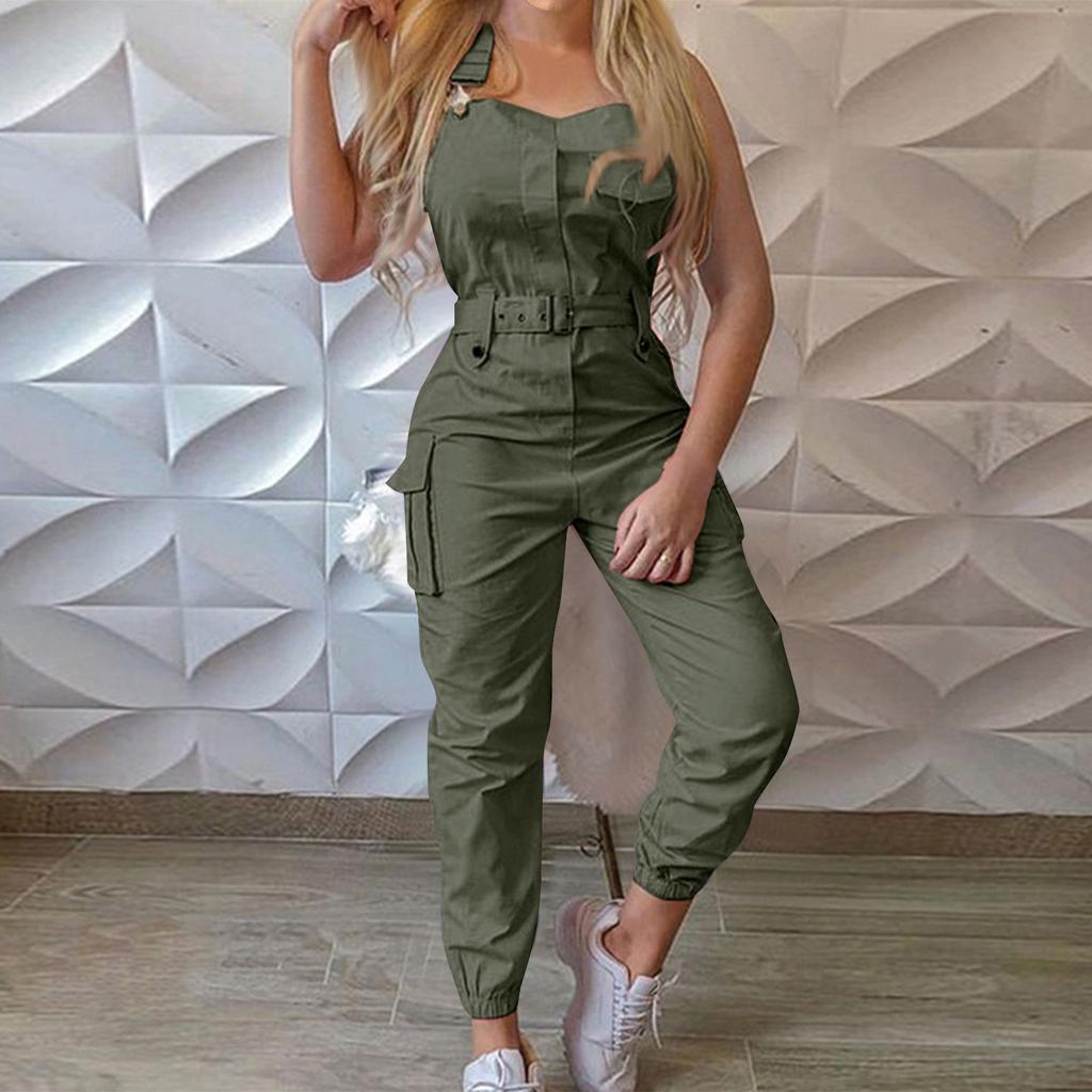 Женский модный комбинезон-карго с карманами-застежками