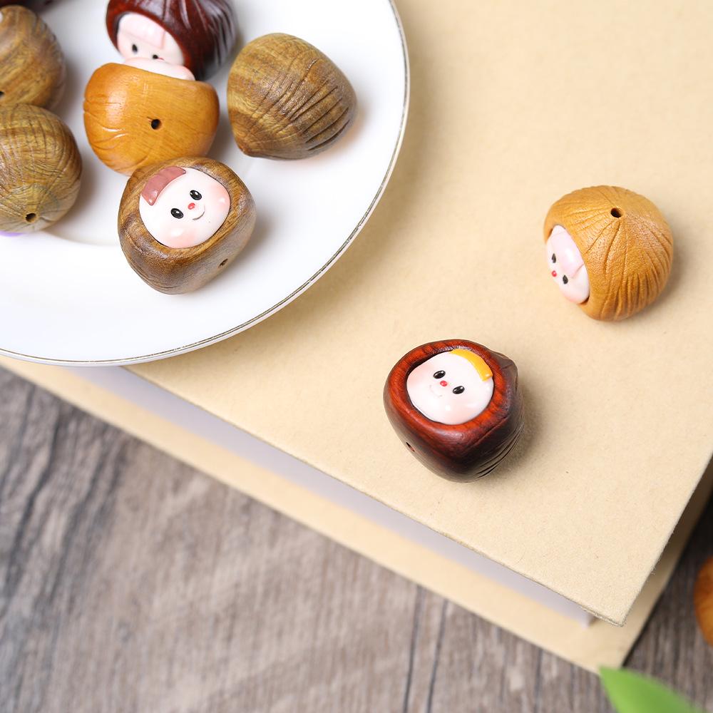 Кулон из палисандра в виде мультяшного каштана, сестры чеснока, из зеленого сандала, цепочка для мобильного телефона