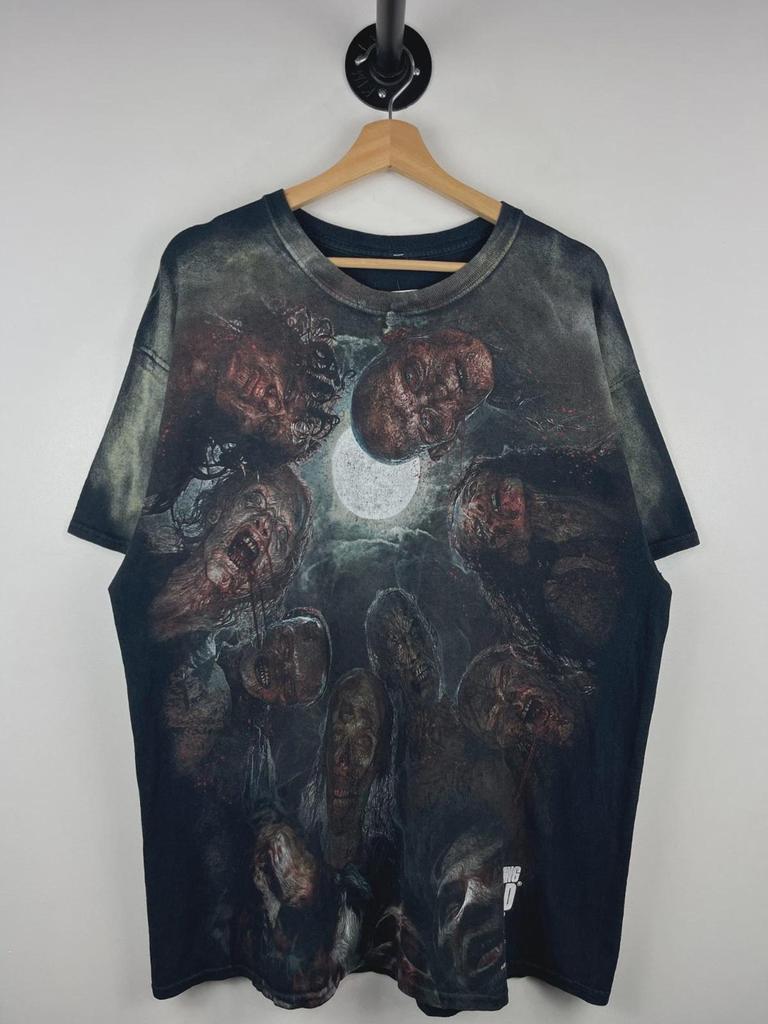 Vintage The Walking Dead Zombies TV Promo All Over Print Black Tee Size XL