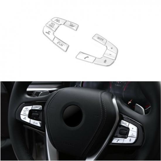 For BMW 5 Series G30 G38 18-21 Silver ABS Steering Wheel Button Cover Sticker