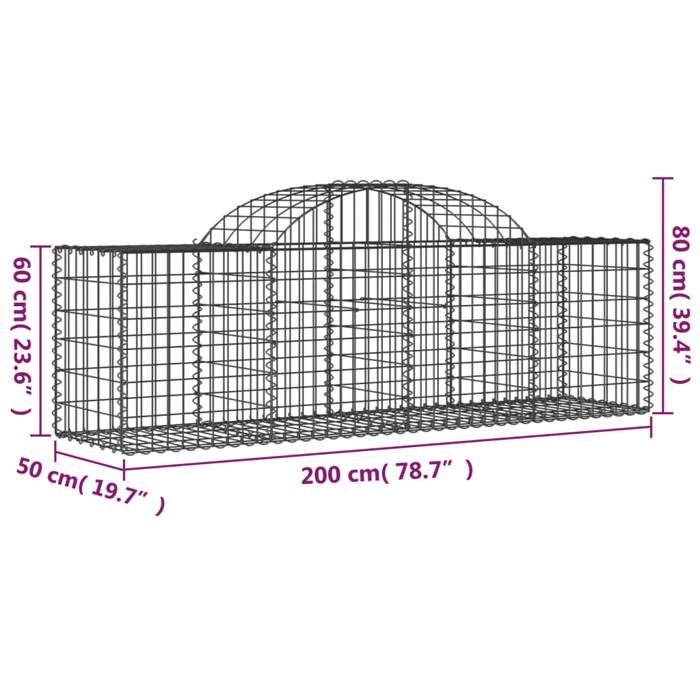 VidaXL Curved Gabion Baskets 10 Pcs 200x50x60/80 Cm Galvanized Iron, Gabion, Gabion Cage, Gabion Wall Basket, Wall 3146286
