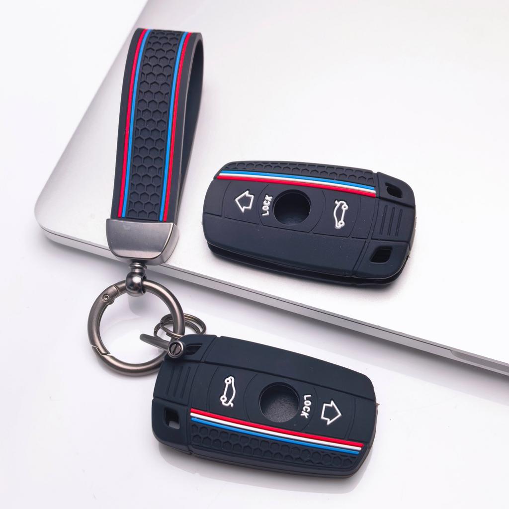 Key Fob Cover for BMW X1 X3 X5 Z4 E90 E91 E92 E60 with Keychain Anti-Scratch Guard Shockproof Protection Soft Grip Texture Responsive Button Touch