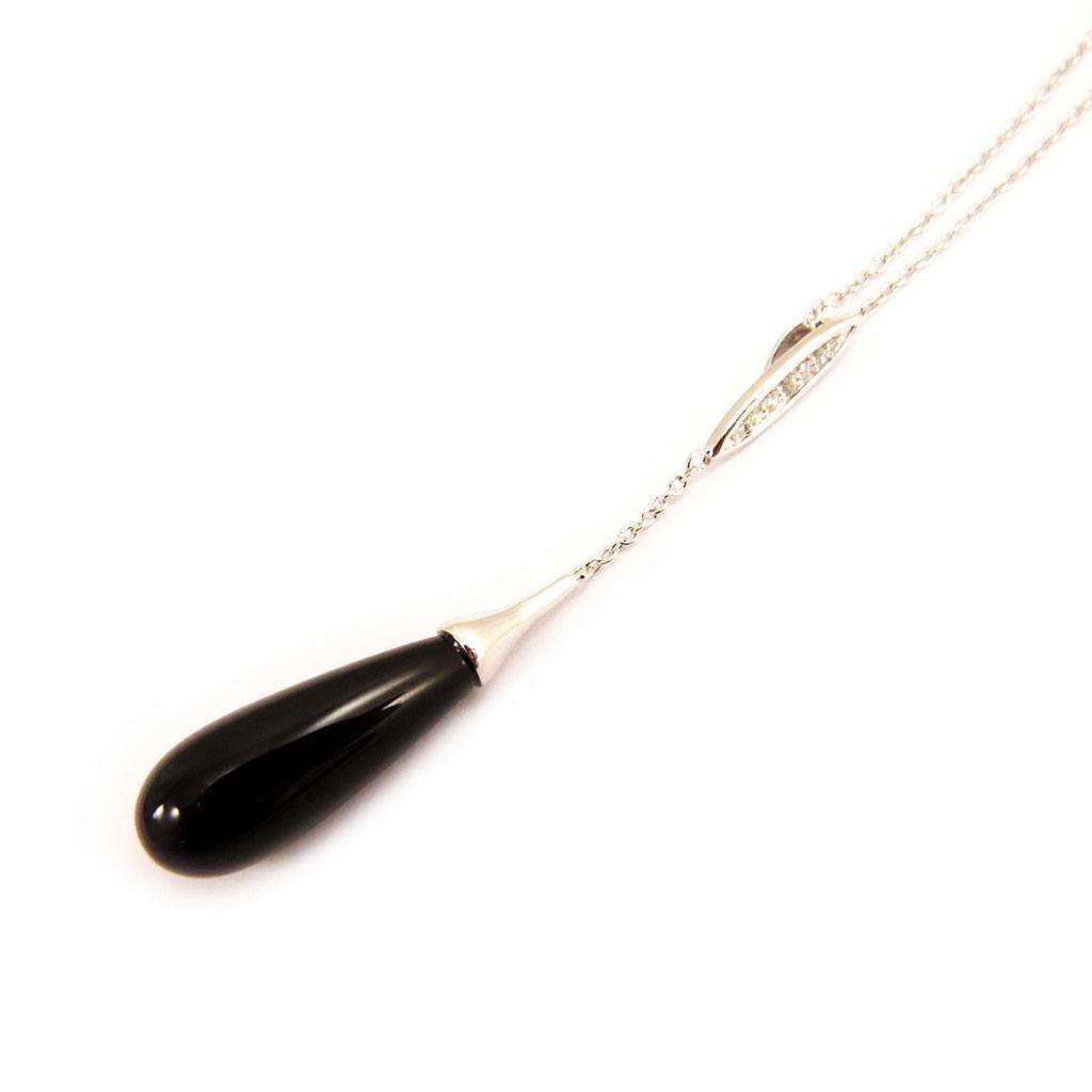 Les Trésors De Lily [L4601] - Silver Necklace 'Eva' Black Silver (rhodium-plated) - 50x8 Mm