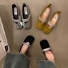 Модная обувь Тапочки с плоским носком Мюли для женщин 2024 года Квадратный каблук Слайды Низкие Pantofle Block New Rome PU Копыта Каблуки Базовый ретро Rubb