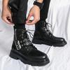 Black Boots Men Fashion Buckle Ankle Boots Men Trend Boots Male Fashion Outdoor Lace Up New Autumn Casual Shoes Sneakers Men