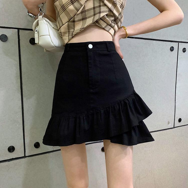 Летние мини-юбки с оборками, женские винтажные джинсовые милые повседневные милые уличные юбки с высокой талией для девочек