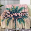 1pc Sdoo Flannel Blanket - Tropical Palm Tree Summer Beach Throw in Pastel Pink, Soft Cozy All-Season Blanket for Couch, Bed, Tr