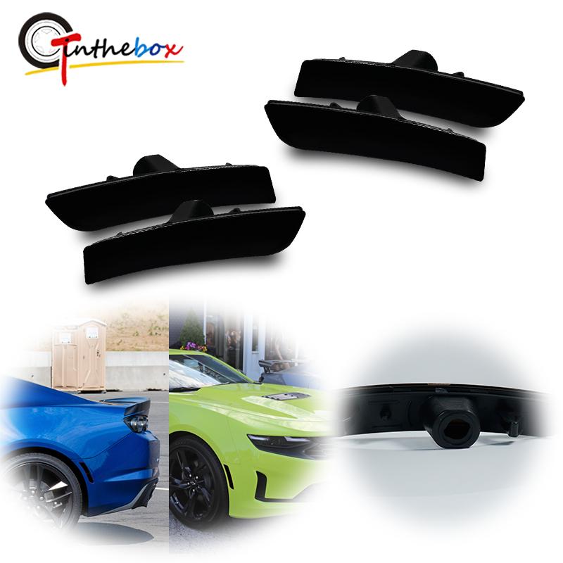 Gtinthebox Smoked Lens Car Front / Rear Side Marker Light Shell Housings For 6th Gen Chevy Camaro 2016 2017 2018 No Bulb/Socket
