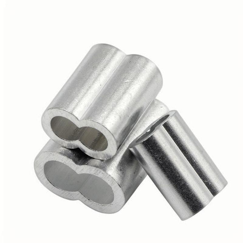 Aluminum Crimping Loop Sleeve Double Cable Ferrules Fit for Wire Ropes Rigging Fence Net Clotheslines Dog Chains Accessories