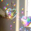 Crystal Peach Heart Suncatcher Rainbow Sun Catcher Wind Chime Prism Garden Hanging Pendant Crystal Craft Accessories Gift