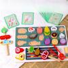 Деревянная детская веселая интерактивная игра-барбекю, пазл на сопоставление цветов еды, настольная игрушка-симулятор игрового домика