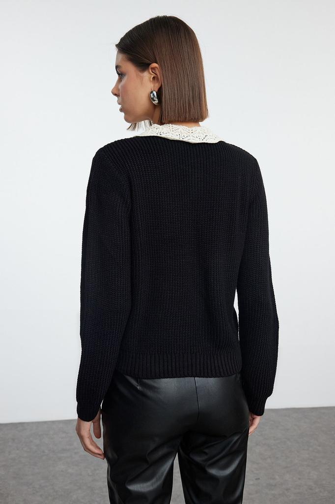 Женский элегантный кардиган черного цвета с мягкой текстурой и отделкой Garni из трикотажного кардигана