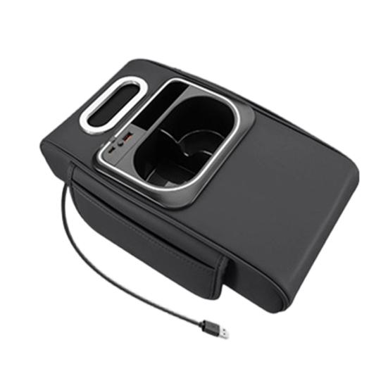 5-в-1 Органайзер на подлокотник автомобиля с держателем для стаканчика с салфетками, USB-портом для зарядки, подсветкой салона, усиливающая накладка для хранения в салоне для большинства автомобилей, портативный для автомобиля