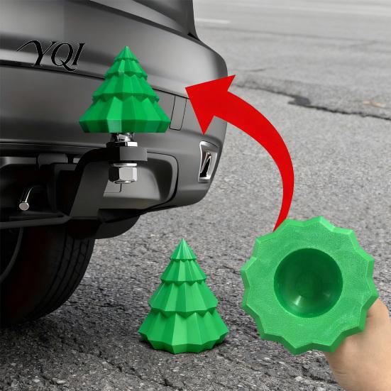 Automotive Holiday Decor 3D Printed Christmas Tree Trailer Coupling Cover, Tow Ball Protective Cap, Universal Accessory Hitch Cover for Truck