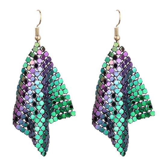 Women Sequins Mesh Dangle Drop Hook Earrings Club Evening Party Jewelry