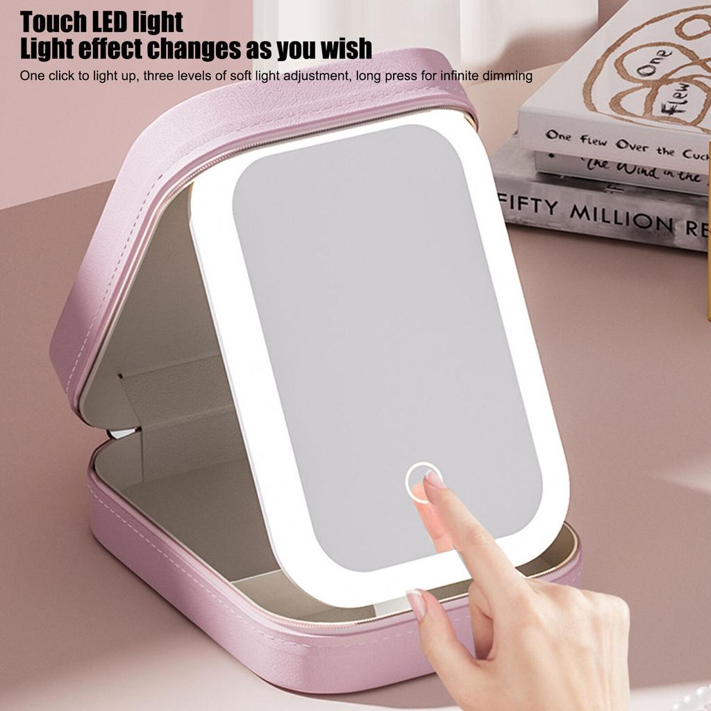 Portable Led Cosmetic Case With Mirror Cosmetic Bag Travel Makeup Bags For Women Fashion Beauty Storage Bag Travel Makeup Bags