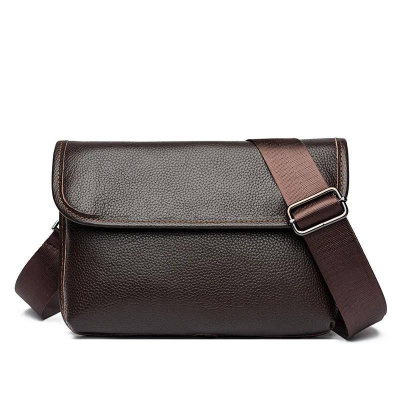 Shoulder Messenger Bags Men's Genuine Leather Daily Use Handbag Men's Cow Leather Fashion Purse