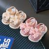Детская летняя обувь с однотонным бантом, милые пляжные нескользящие сандалии из ПВХ, обувь для маленьких девочек, мягкие детские сандалии для младенцев