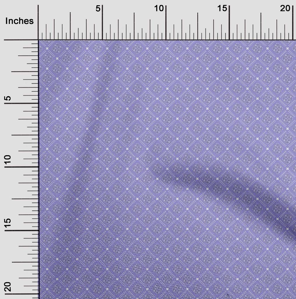 oneOone Cotton Flex Bluish Violet Fabric Asian Floral Ornamental  Sewing Craft Projects Fabric Prints By Yard 40 Inch