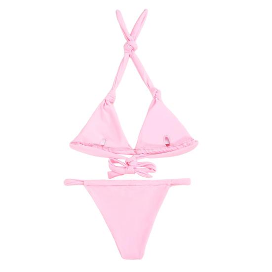 2Pcs/Set Women Bikini Set Halter Padded Wireless Bikini Bra High Waist Swimming