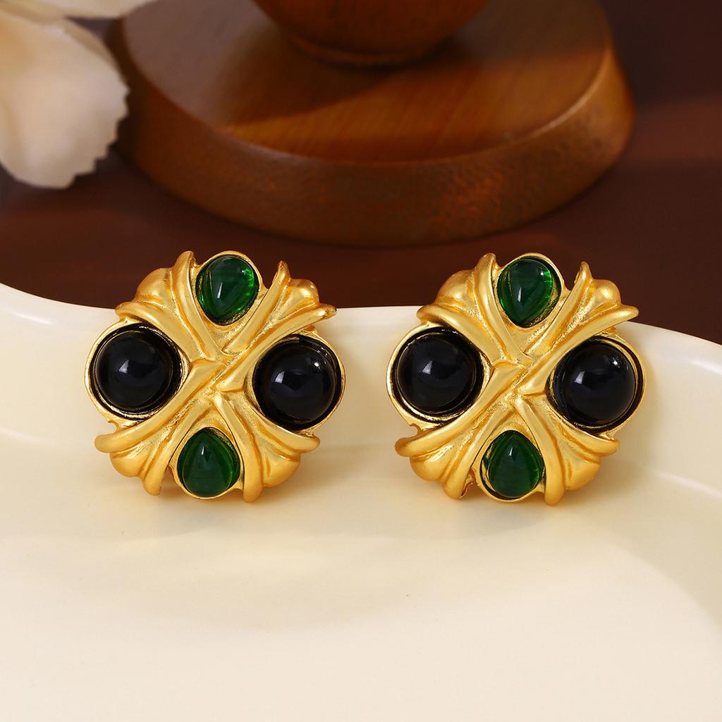 Vintage High-End Geometric Circular and Oval Earrings
