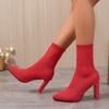 fashion Shoes for Women Fashion Sleeve Women's Boots Spring Autumn Pointed Toe Solid Sexy Dress Short Barrel Chunky Heels Stretch Boots