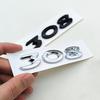 JGCR7 New 3D ABS Chrome Black Logo 308 Emblem Letters Sticker Car Rear Trunk Badge for Peugeot 308 SW GT Line GTI T9 T7 P5 Accessories