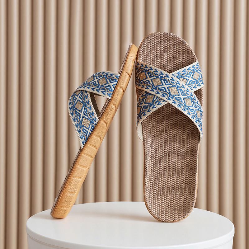 FL Four Seasons Women's Linen Deodorant Anti-slip Indoor/Outdoor Silent Slippers