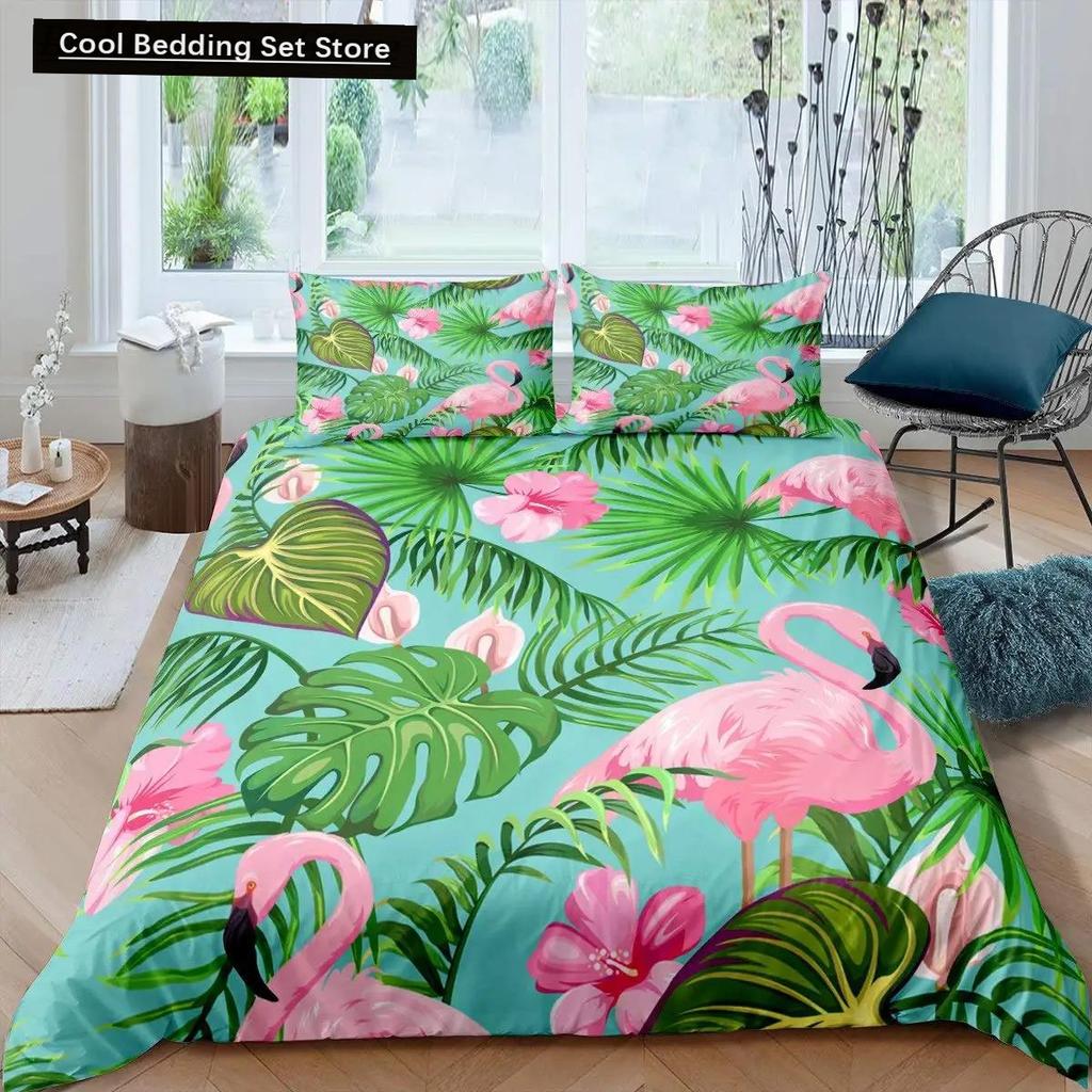 Фламинго пододеяльник комплект постельного белья для девочек цветы тропические животные розовый цветочный полиэстер одеяло покрывало для девочек детей женщин