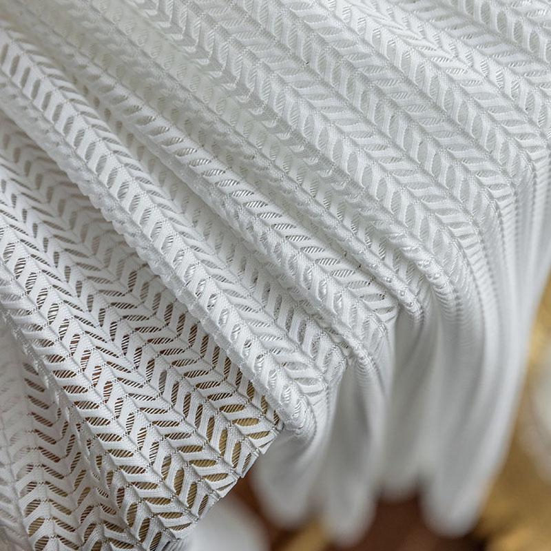 Белая марлевая занавеска «рыбий скелет» для гостиной, спальни, эркера, балкона, полузатеняющая, скандинавский свет, роскошный карниз