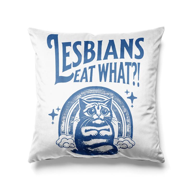 Aertemisi 18'' x 18'' Lesbians Eat What Funny Cat LGBTQ+ Square Throw Pillow Cushion Covers Cases Pillowcases 45cm x 45cm