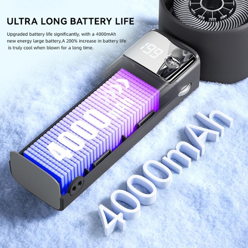 Ручной карманный вентилятор с USB-зарядкой, светодиодный цифровой дисплей, мощный поток воздуха, устройство охлаждения для жаркой погоды